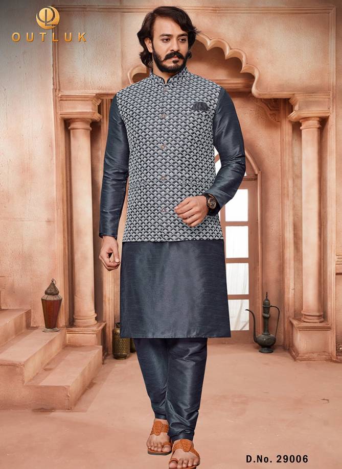 Outluk 29 Lucknowi Work Wholesale Kurta Pajama With Modi Jacket Collection